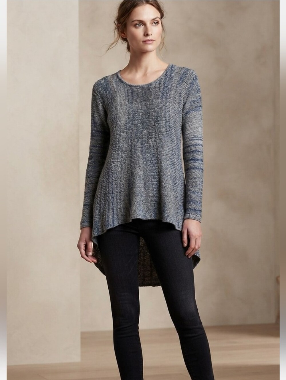 Max Edition Women's Pull Over Hi-Low Gray Knit Tunic Sweater Size Medium